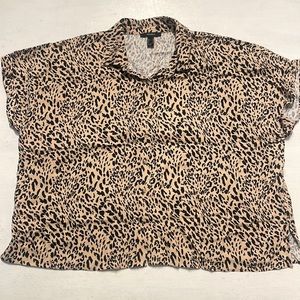 Oversized leopard button up